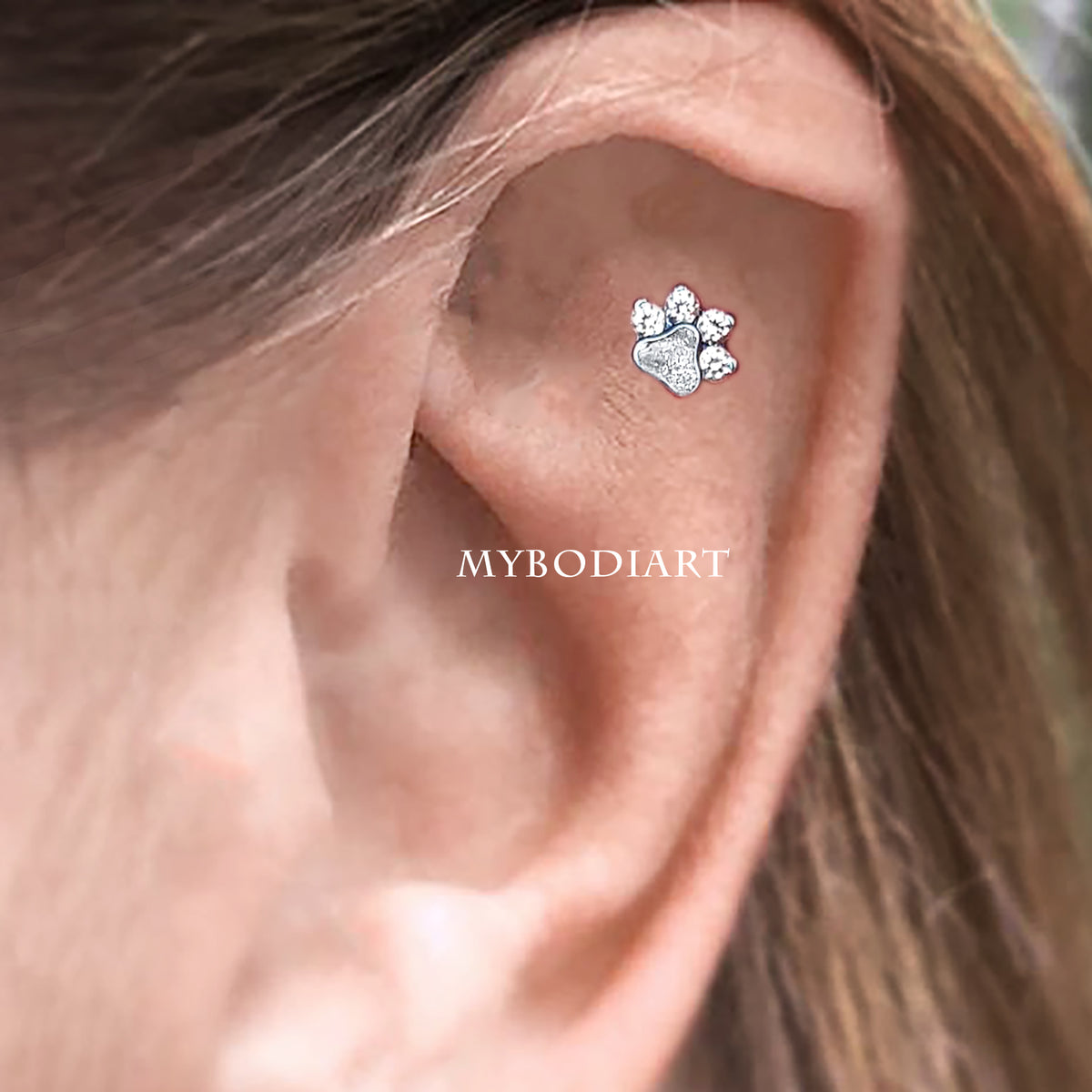 Woof Cute Crystal / Opal Dog Ear Piercing Earring Labret 16G – MyBodiArt