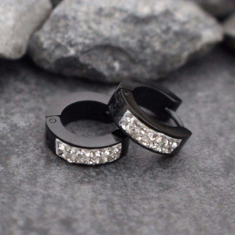 Black Earrings for Men, Small Silver Hoop Earrings, Titanium Earrings, Mens Jewelry, Hoop Earrings for Men, Guys Earrings, Stainless Steel