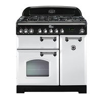 Falcon Classic Deluxe White 90cm Dual Fuel Stove-S9-CDL90DFWH/CH or S9-CDL90DFWH/BR