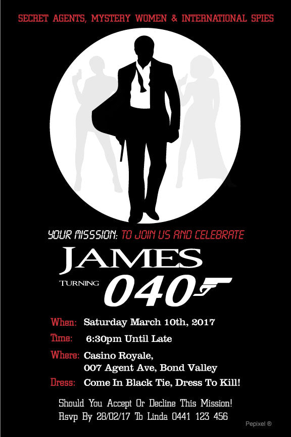 Printable Free James Bond Invitation Template