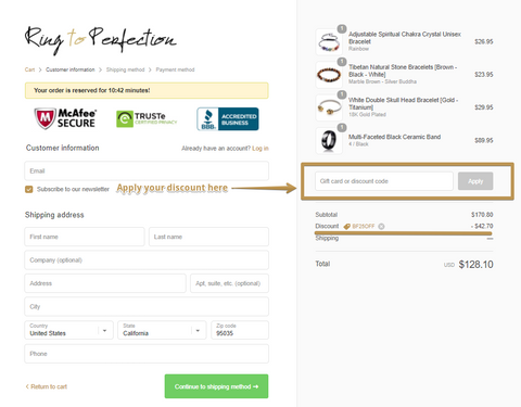 Ring to Perfection Discount Application