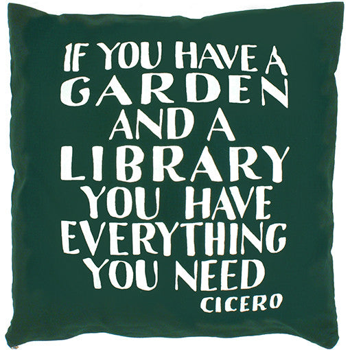 Cicero Library Cushion Cover Green The Literary Gift Company