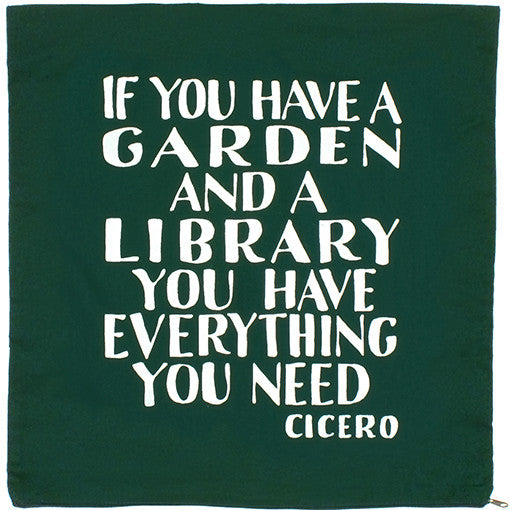 Cicero Library Cushion Cover Green The Literary Gift Company