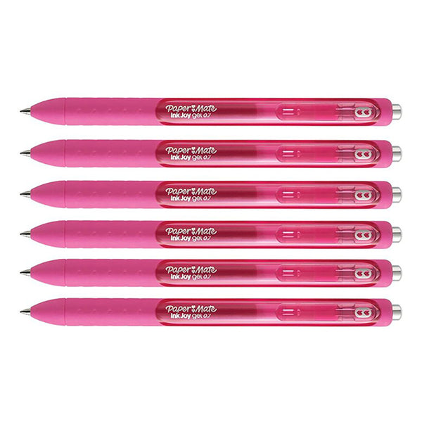 Paper Mate Inkjoy Gel Pen Pink Medium, Retractable Gel Pen Pack of 6