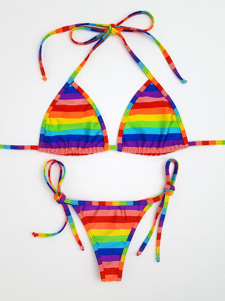 Rainbow Stripes Thong Bikini Hunni Bunni