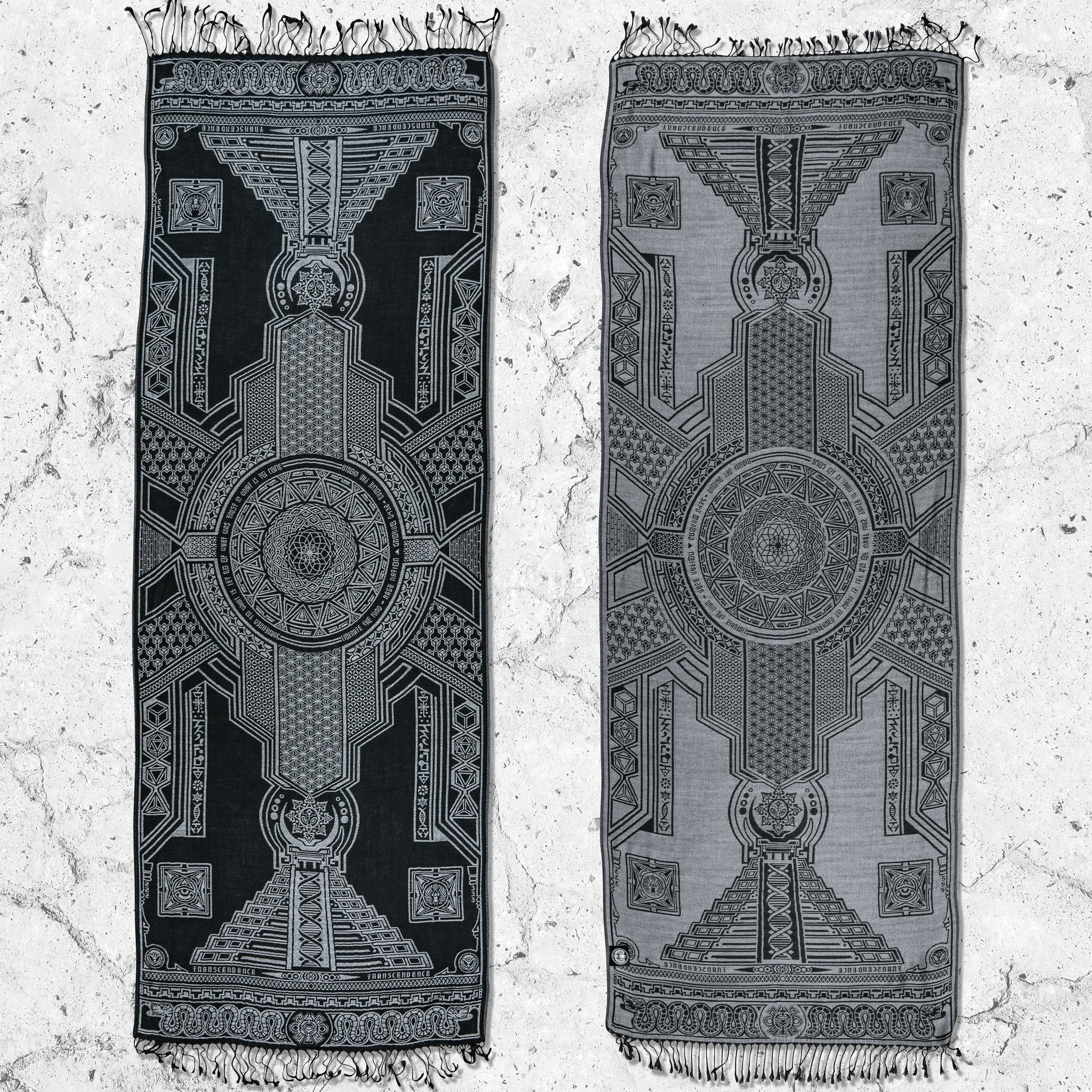 TRANSCENDENCE • GROKKO • Silver Reversible Festival Shawl/Scarf