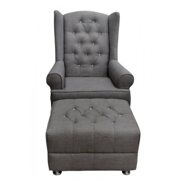 grey rocking chair with ottoman