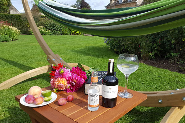 Hammock, fruit, flowers and gin and tonic