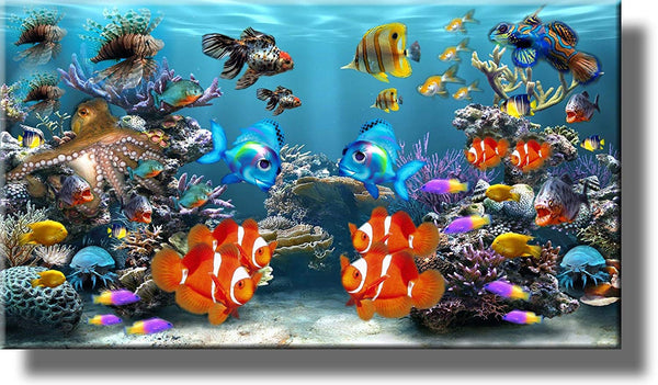 Fish Aquarium Picture On Stretched Canvas Wall Art Decor Ready To Han Artworks Decor Co