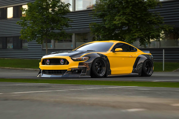 Clinched unveils their 15-17 Mustang wide body kit for SEMA available in dry carbon fiber and high quality ABS plastic it's a killer way to liven up your 2015-2017 Ford Mustang GT or Ecoboost.