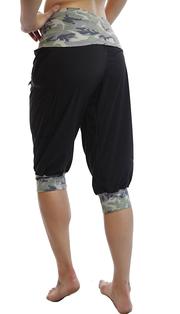 Sisyama Fitness Workout Running Foldover Leggings Capri Pants 