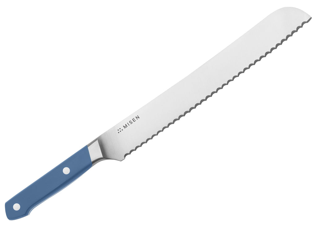 The serrated knife from the Misen professional knife set