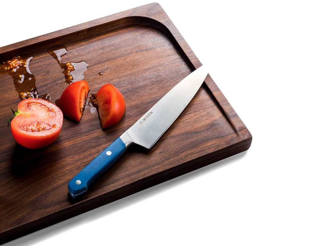 Best cutting board: Tomato juice gets caught in the trench of the Misen Trenched Cutting Board