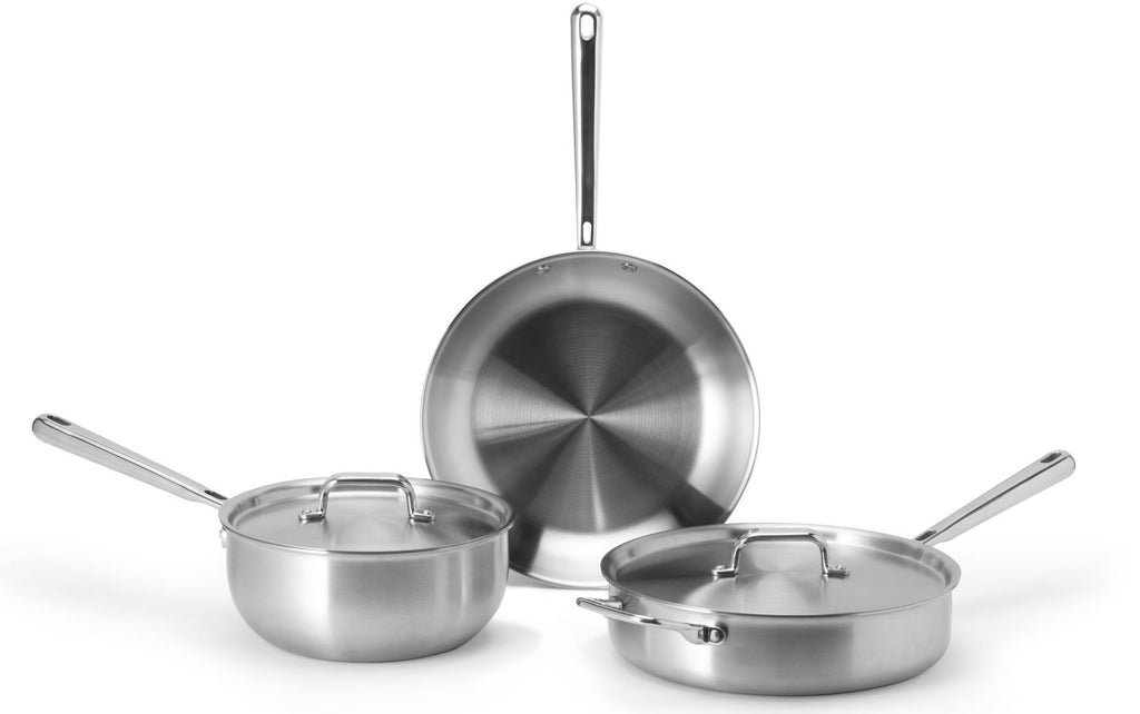 Misen stainless steel starter cookware set with an oven-safe skillet