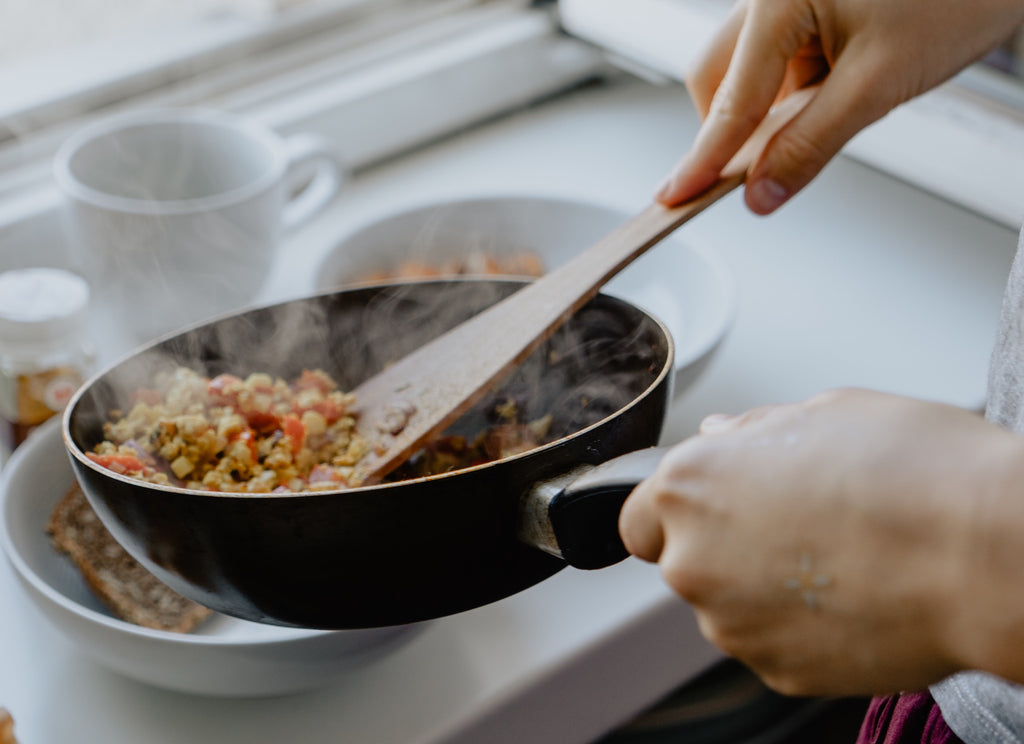 Best nonstick pan: Taco filling is scooped out of a nonstick pan