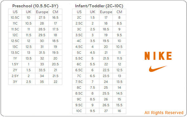 خطوة وكيل يكون nike size in cm 