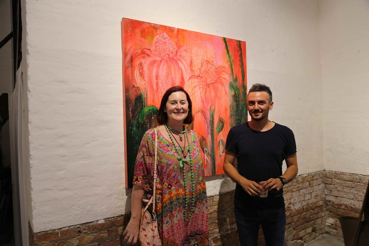  Clare Haxby with Luca Curci, exhibition curator&nbsp; 