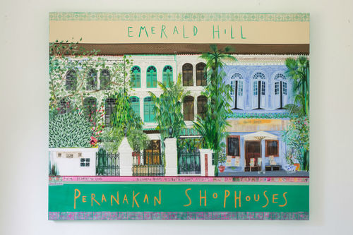 Emerald Hill Shophouses Painting by Clare Haxby