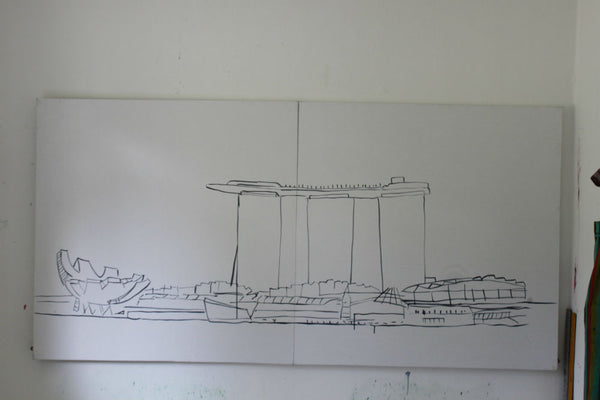 Marina Bay Sands Painting Sketch Clare Haxby