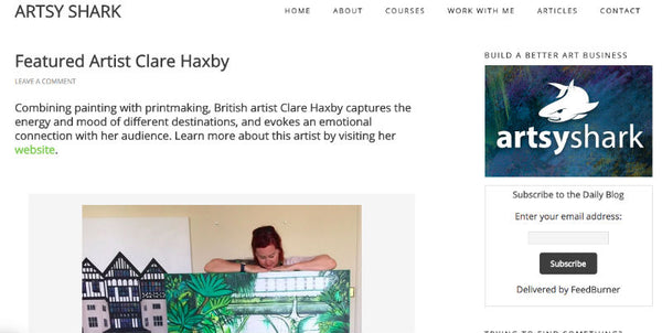 Clare Haxby Featured on Artsy Shark