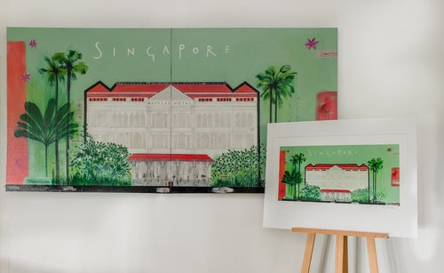 raffles hotel painting by Clare Haxby