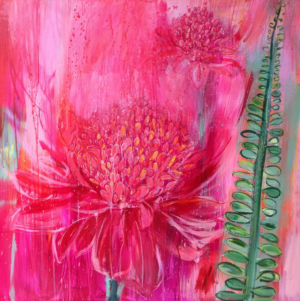 Magenta Meet Me At The Ginger Lilies Art by Clare Haxby
