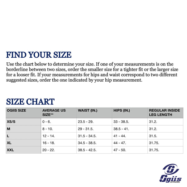 Ogiis Size Chart  Leggings 