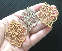 Large Hammered Metal pendants in gold or silver, pendnat necklaces, tassel connector, filigree earrings, gold long necklace, silver tassel