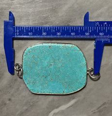 XL Sterling Silver Dipped Turquoise GRADE A slice, beads magnesite long oval mandala necklace spider vein striped pendant blue green teal