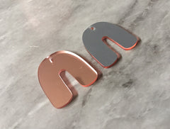 Pink Mirror Rainbow Acrylic Blanks Cutout, earring jewelry making, dangle earring blanks, rosegold light pink 30mm U shape half moon