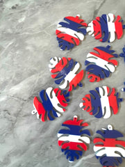 Red White Blue Acrylic Blanks Cutout, earring bead jewelry making, 43mm monstera jewelry earrings Pam leaf circular 4th of July drop dangle