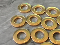 Gold Circle metal earring Rings, circle cutout Necklace pendant bead, one hole at top DIY blanks 23mm across circles, jewelry making