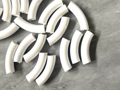 Acrylic curved tube beads, WHITE tube bracelet beads, resin tube beads accent statement bracelet, stretch bracelet beads
