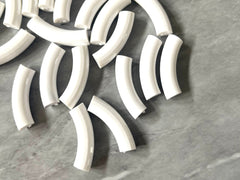 Acrylic curved tube beads, WHITE tube bracelet beads, resin tube beads accent statement bracelet, stretch bracelet beads
