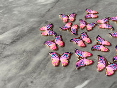 Butterfly Summer Sunset Colorful 23mm pendant with 1 hole, pink green purple brass rainbow necklace or earrings, drop simple earrings