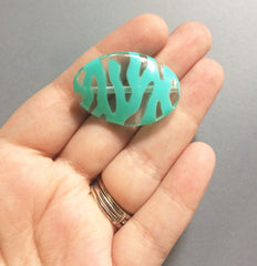 Large Mint Green animal print beads - green beads for jewelry making - tiger cougar cat stripe - team jewelry - Swoon & Shimmer - 3