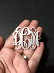 Monogram 2 Hole Acrylic Script Plaques - Wire Bangle Bracelet - Silver Glitter - Personalized Bracelet Necklace Jewelry