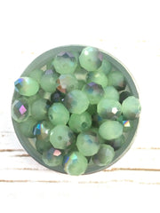 8mm Mint & Gray Ombre Glass Crystals - Set of 15 Beads for Wire Bangle Bracelet - Fuchsia Colored Faceted Beads - Swoon & Shimmer - 2