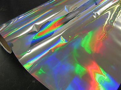 SILVER Longlife Oil slick Rainbow Holographic Sign Vinyl 12 inch x 75 Feet 