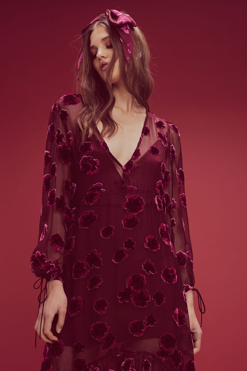 sophie velvet floral midi dress