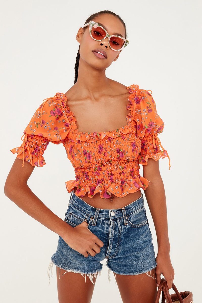 smocked bust top