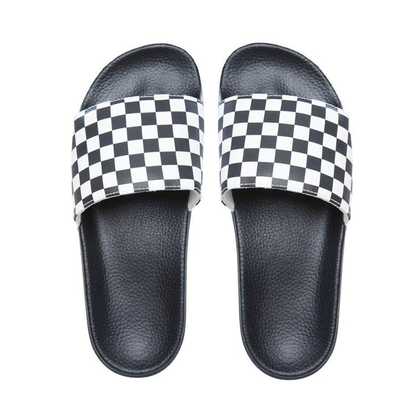 vans checkerboard slides grey