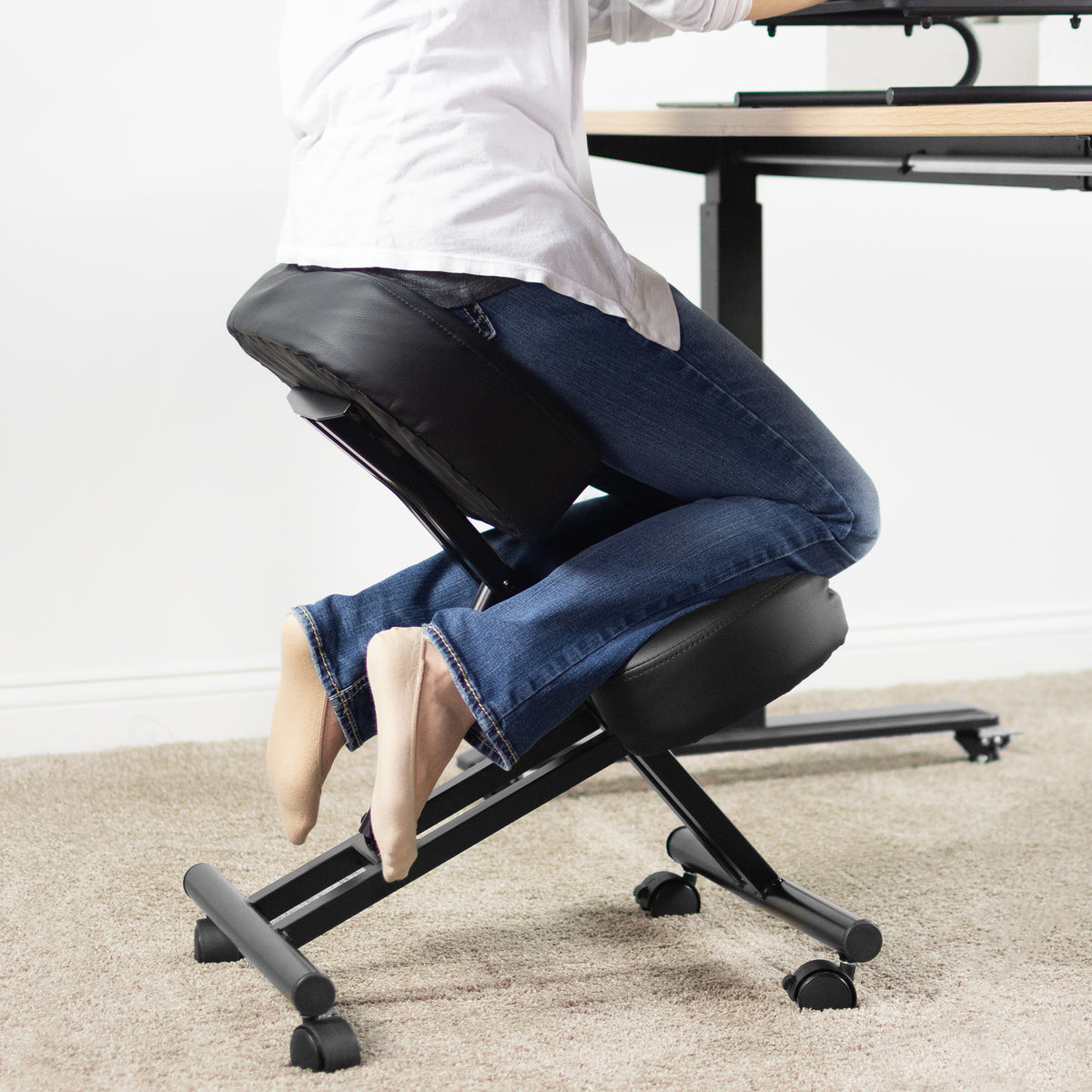 Details about   Pneumatic Ergonomic Kneeling Chair Adjustable Posture Correction Knee Stool USA 