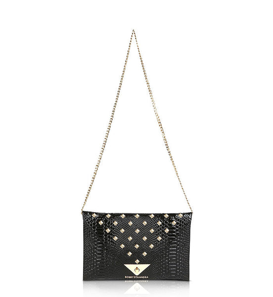 black studded clutch bag