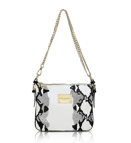 Black-and-white-Designer-Leather-Crossbody-Handbag - Schandra