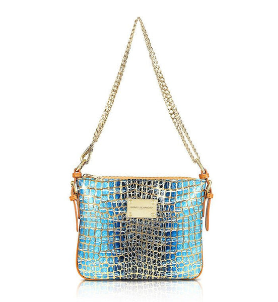 blue and gold bag