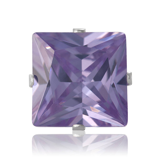 EZ-2130-L Square CZ Stud Earrings 4mm - Lavender | Teeda