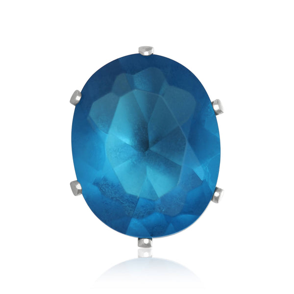 EZ-2222-BZ Oval CZ Stud Earrings 5X3mm - Blue Zircon | Teeda