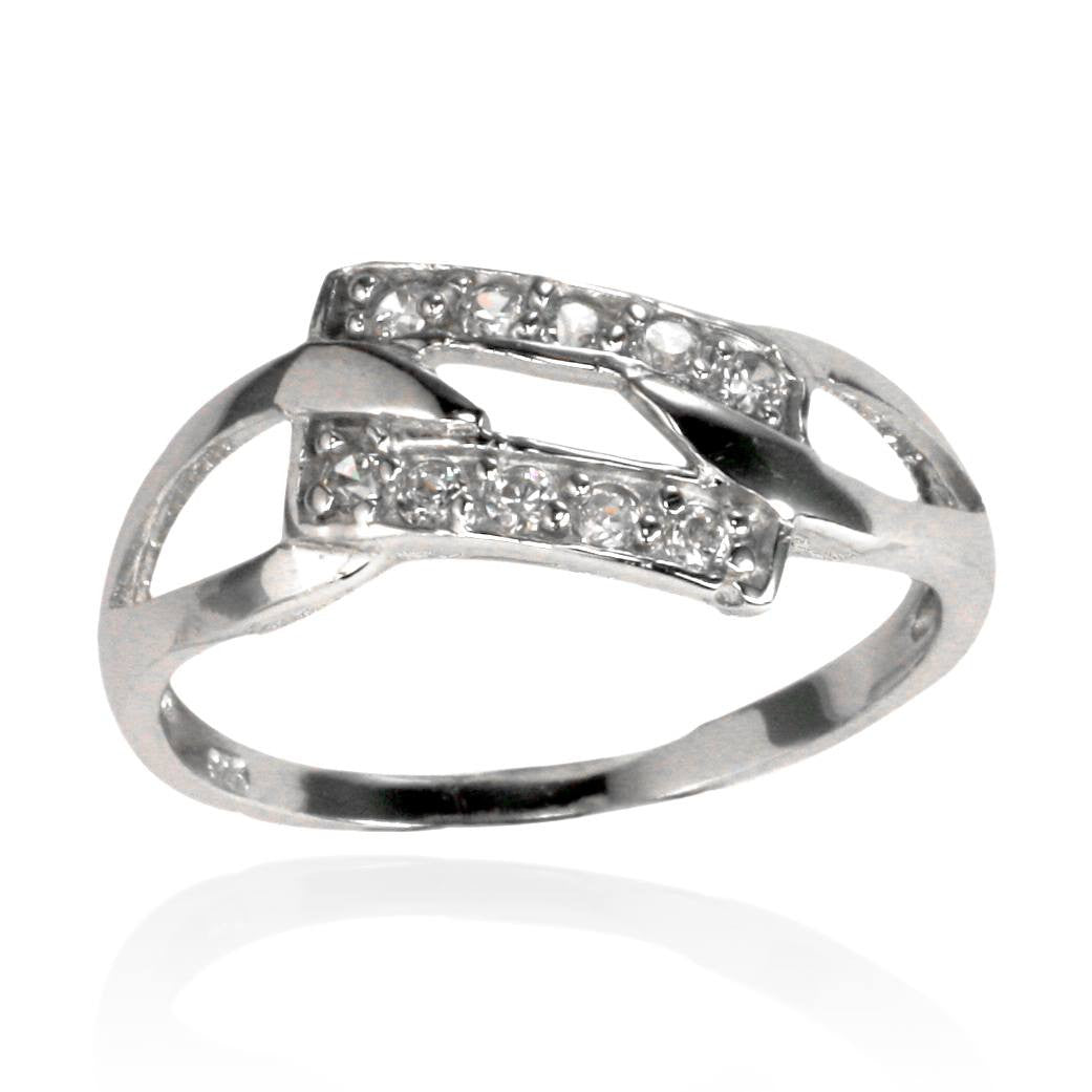 RZ-7097 Interlocking Open Square CZ Ring | Teeda