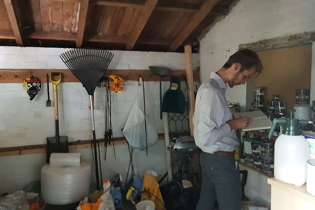 the potting shed, before the bespoke sauna install, Thatched Cottage, Henley-on-Thames: Oxfordshire